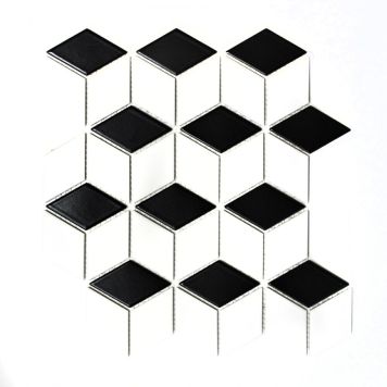 MOSAIK 3D CUBE SVART/VIT BLANK 4,8X4,8CM PRIS PER ARK