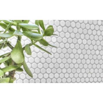 MOSAIK PENNY ROUND UNI WHITE MATTE PRIS PER ARK