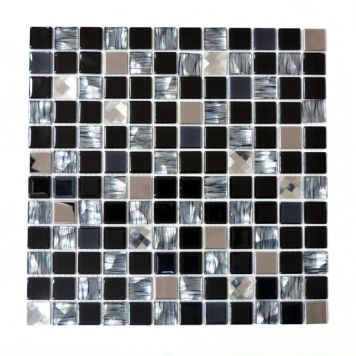 MOSAIK DIAMOND SQUARE MIX BLACK GLASS PRIS PER ARK
