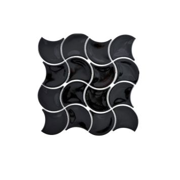 MOSAIK FAN WAVE BLACK 27,6X27,6CM PRIS PER ARK