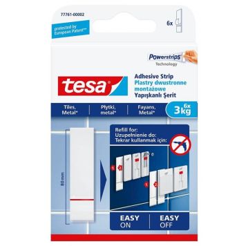 MONTERINGSTEJP TESA TSMS KAKEL POWERSTRIP 3KG 6-PACK