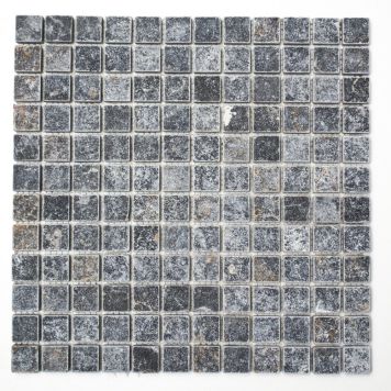 MOSAIK NATURSTEN ANTIK MARMOR SVART 2,3X2,3CM PRIS PER ARK