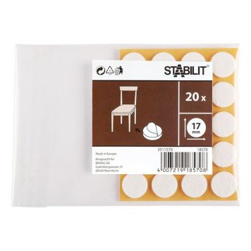 MÖBELTASSAR STABILIT 17MM VIT 20ST