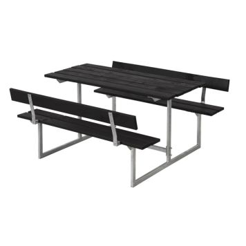 TRÄDGÅRDSMÖBEL PLUS BORD/BÄNKSET BASIC 2 RYGGSTÖD FÖR BARN SVART
