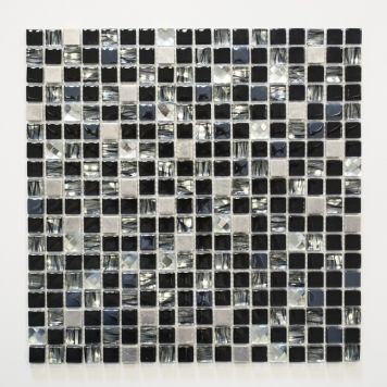 MOSAIK SQUARE CRYSTAL STEEL MIX 1,5X1,5CM PRIS PER ARK