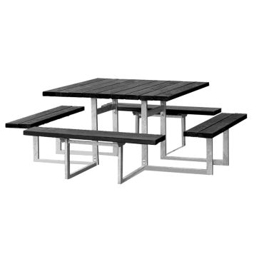 TRÄDGÅRDSMÖBEL HORTUS BORD/BÄNKSET 8:AN SVART GRUNDMÅLAD 191 CM