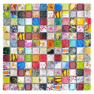 MOSAIK RETRO SQUARE MIX GLOSSY PRIS PER ARK