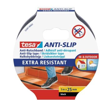 HALKSKYDDSTEJP TESA SVART 5M X 25MM