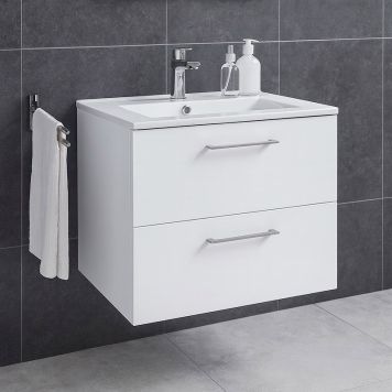 BADRUMSMÖBEL RIVA AGNES MED TVÅ LÅDOR 60CM VIT