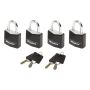HÄNGLÅS MASTERLOCK 9120EURQBLKNOP SVART 4-PACK