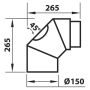 SKORSTENSBÖJ ADURO MED RENSLUCKA Ø150MM 2X45° 265X265 MM