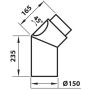 SKORSTENSBÖJ ADURO MED RENSLUCKA 45° Ø150MM 235X165 MM