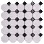 MOSAIK OCTAGON WHITE MATT BLACK GLOSSY PRIS PER ARK