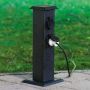 PARK 4 EGLO STOLPE MED UTTAG IP44 SVART 40CM