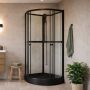 DUSCHKABIN SUNWIND AURORA RUND 80X80X195CM SVART 