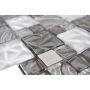 MOSAIK ROMAN GLAS/STEN MIX GRÅ/SVART 30X30X0,8CM PRIS PER ARK