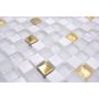 MOSAIK DREAM GLAS/STEN MIX VIT/GULD 30X30X0,8CM PRIS PER ARK