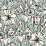 TAPET POPPY SKETCH TEAL BLÅ