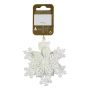 JULGRANSDEKORATION BLOMMA PÅ SNÖFLINGA GLITTER 10CM VIT