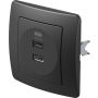 VÄGGUTTAG TEM USB A+B SVART 