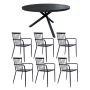 MATGRUPP SUNFUN SKILLINGE BORD + 6 STAPELSTOLAR SARA SVART