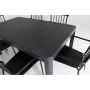 MATGRUPP SUNFUN STENVIK BORD + 6 STAPELSTOLAR SARA SVART