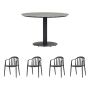 MATGRUPP ENVY HECTOR BORD+4 FÅTÖLJER HANNE SVART/GRÅ