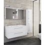 BADRUMSMÖBEL VCM BUDASI SPEGELSKÅP DUBBELTVÄTT. HÖGSKÅP 112CM VIT