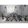 MATGRUPP BALTIC GARDEN SCOTTSDALE BORD+2 BÄNKAR SVART