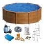 POOL SWIM & FUN PACIFIC SET RUND Ø450X120CM TRÄ                         