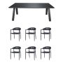 MATGRUPP SUNFUN MATBORD UTÖ + 6 STOLAR FIONA SVART