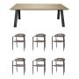 MATGRUPP SUNFUN MATBORD UTÖ + 6 STOLAR FIONA NATUR