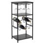 VINHYLLA ZELLER METALL/TRÄ SVART