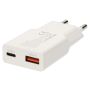 VÄGGLADDARE NEDIS 20W USB/USB-C VIT