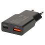 VÄGGLADDARE NEDIS MED USB-C KABEL 1,5M 20W USB/USB-C SVART