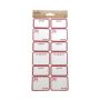 JULETIKETTER ROSETT 13,5X30CM VIT/RÖD 24-PACK