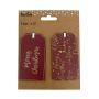 JULETIKETTER MERRY CHRISTMAS MANILLA 5X9CM RÖD 12-PACK