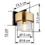 VÄGGLAMPA GLOBO MILLEY E27 SVART/MÄSSING