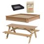 TRÄDGÅRDSMÖBEL NSH BORD/BÄNKSET MED SANDLÅDA LÄRK INKL NÄT+200KG SAND