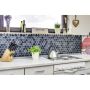 MOSAIK HEXAGON CRYSTAL STENMIX 3D SVART 5,5X5,X5CM PRIS PER ARK