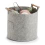 FÖRVARINGSKORG ZELLER FILT/TRÄ GRÅ Ø35X32,5 CM