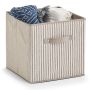 FÖRVARINGSLÅDA ZELLER STRIPES FLEECE BEIGE 31X31 CM