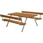 TRÄDGÅRDSMÖBEL PLUS BORD/BÄNKSET ALPHA MED 2 RYGGSTÖD TEAK 177X185X73/45CM