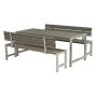 TRÄDGÅRDSMÖBEL PLUS BORD/BÄNKSET 2 RYGGSTÖD GRÅBRUN