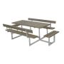 TRÄDSGÅRDSMÖBEL BORD/BÄNKSET BASIC 2 RYGGSTÖD GRÅBRUN