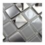 MOSAIK SQUARE CRYSTAL/STEEL MIX VIT 32,7X30,2CM PRIS PER ARK